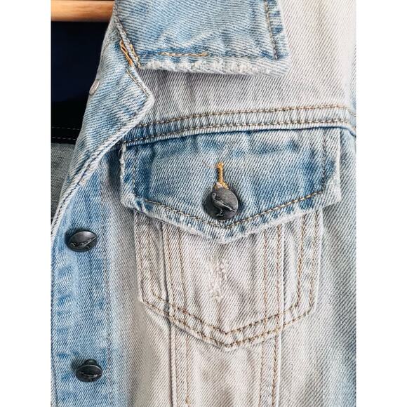 White Crow Embroidered Denim Jacket, Size Large, NWT - Picture 5 of 15